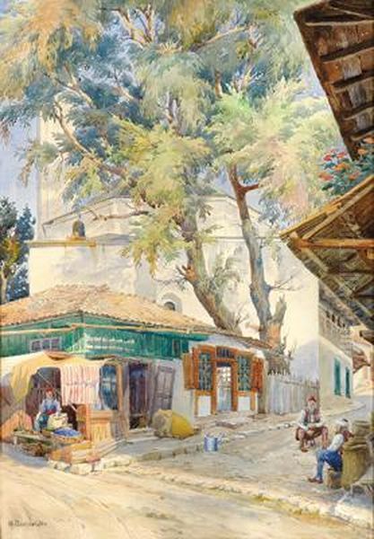 Moschee In Sarajewo Oil Painting by Hermann Baumeister