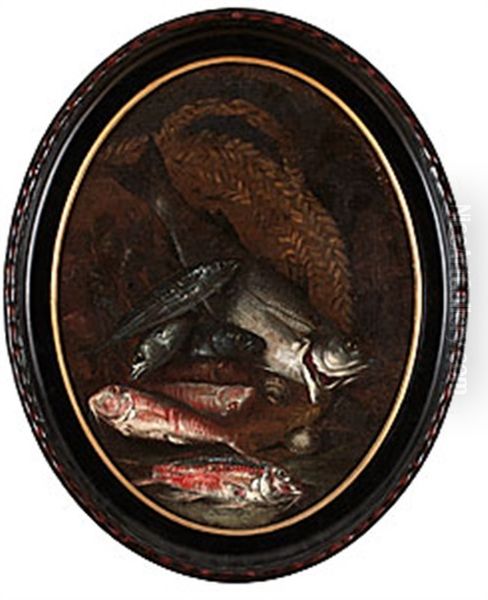 Stilleben Med Fiskar Och Musslor Oil Painting by Jacob van der Kerckhoven