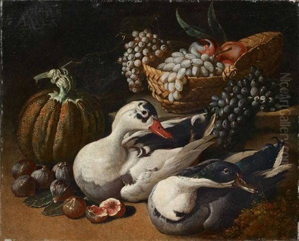 Fruchtestillleben Mit Enten Oil Painting by Jacob van der Kerckhoven