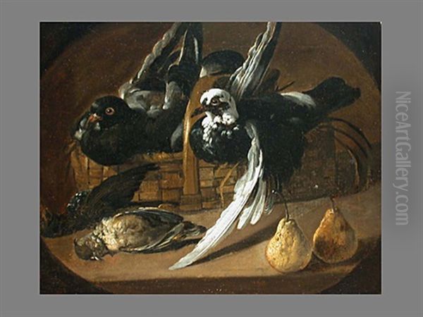 Stilleben Mit Tauben Und Birnen Oil Painting by Jacob van der Kerckhoven