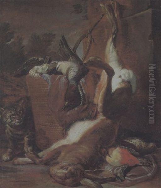 Stilleben Mit Erlegtem Wild Und Einer Katze Oil Painting by Jacob van der Kerckhoven