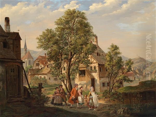 Der Taufgang Oil Painting by Ludwig Kergel