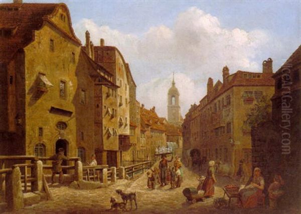 Dresden. Zuckerfigurenhandler In Der Dresdner Altstadt Am Weiseritzer Muhlgraben Oil Painting by Ludwig Kergel