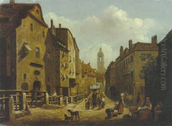 Der Gipsfigurenhandler In Der Dresdener Vorstadt Oil Painting by Ludwig Kergel