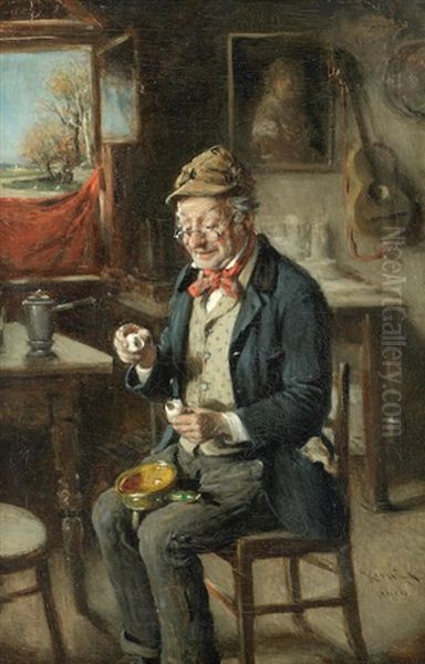 A Simple Lunch Oil Painting by Hermann Kern