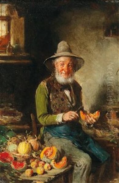 The Fruit Seller Oil Painting by Hermann Kern