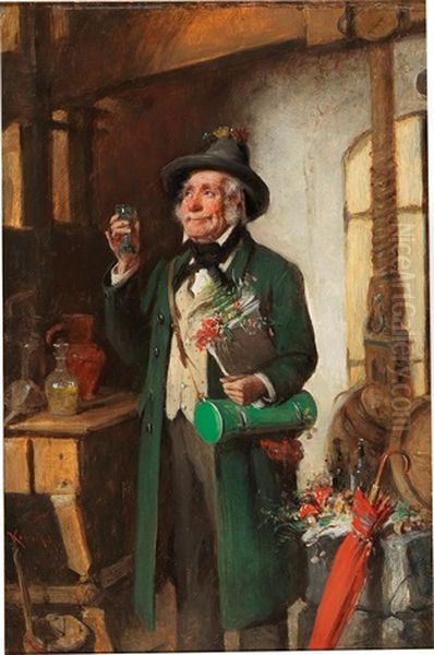 The Satisfied Botanist Oil Painting by Hermann Kern