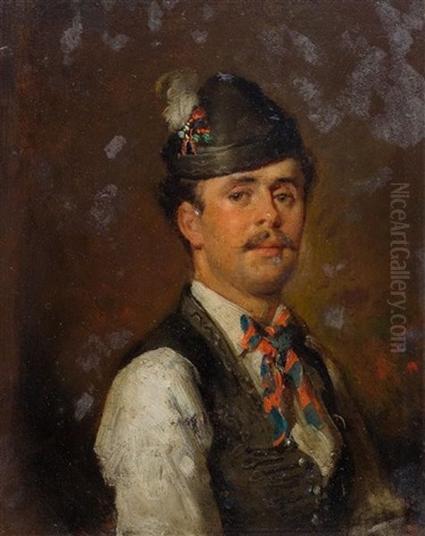 A Young Man In Traditional Costume by Hermann Kern