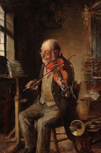 Violinist Oil Painting by Hermann Kern