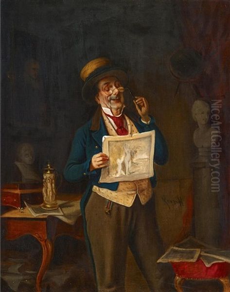 Der Kunstkenner Oil Painting by Hermann Kern