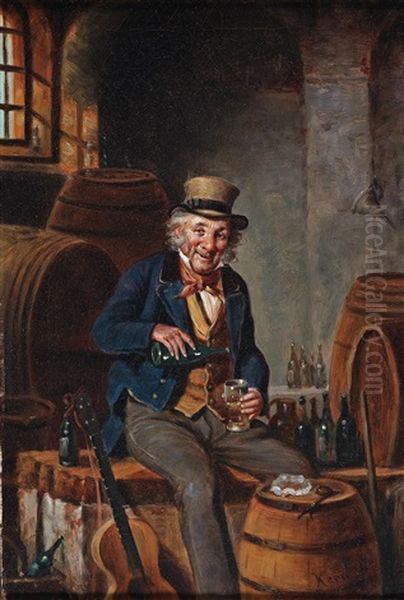 A Well-earned Drop Oil Painting by Hermann Kern