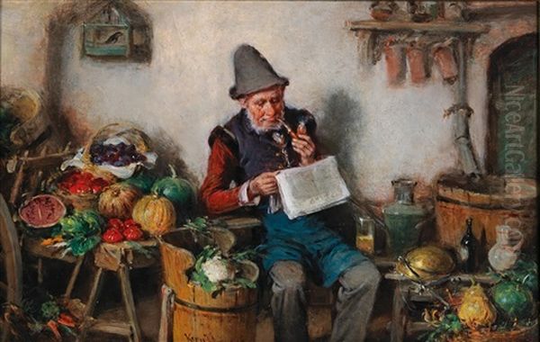 The Greengrocer Oil Painting by Hermann Kern