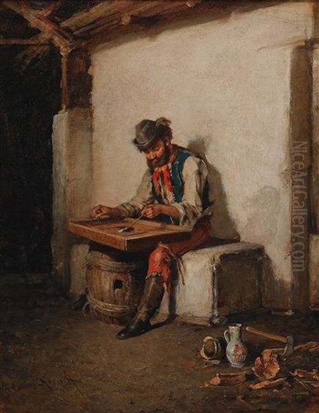 Der Zimbalspieler Oil Painting by Hermann Kern