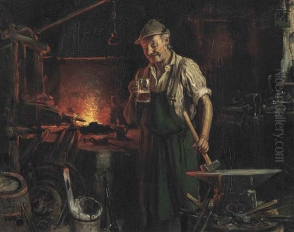 The Blacksmith Oil Painting by Hermann Kern