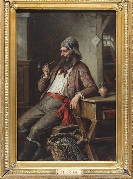 Rastender Fischer Mit Pfeife Oil Painting by Hermann Kern