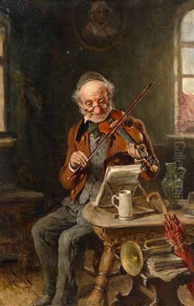 Der Alte Geiger Oil Painting by Hermann Kern