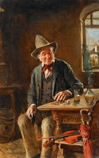 Der Geigenspieler Oil Painting by Hermann Kern