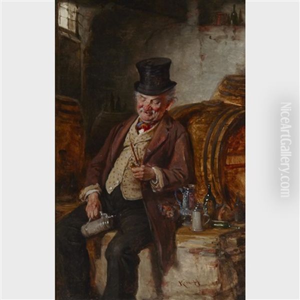 Sampling The Brew Oil Painting by Hermann Kern