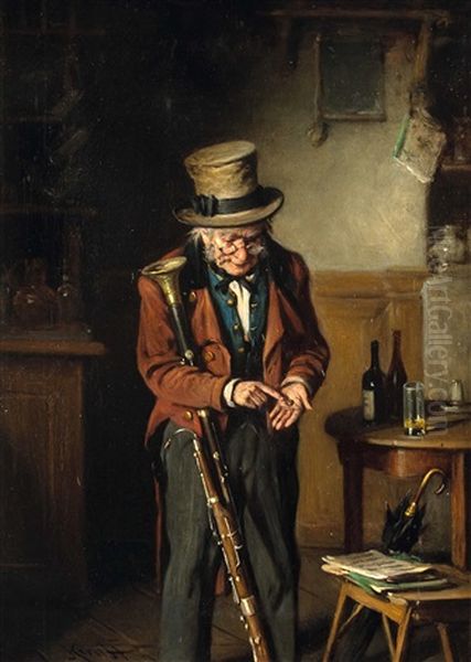 Schlechter Verdienst Oil Painting by Hermann Kern