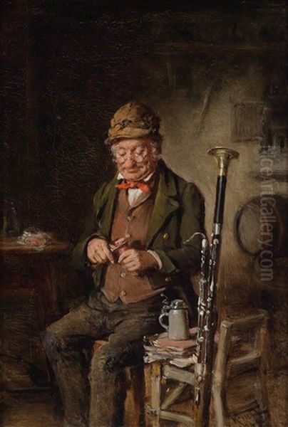 Jausenzeit Des Fagottspielers Oil Painting by Hermann Kern