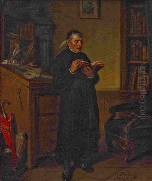 Dorfpfarrer In Der Bibliothek Oil Painting by Hermann Kern