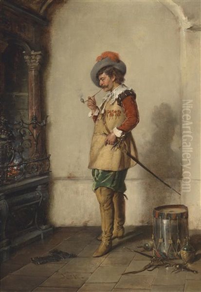 Musestunde Des Tambourin Oil Painting by Hermann Kern