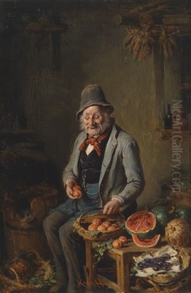 Der Obsthandler Oil Painting by Hermann Kern