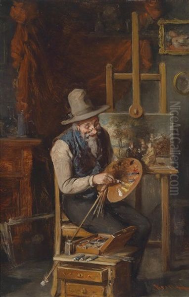 Der Kunstler An Der Staffelei Oil Painting by Hermann Kern