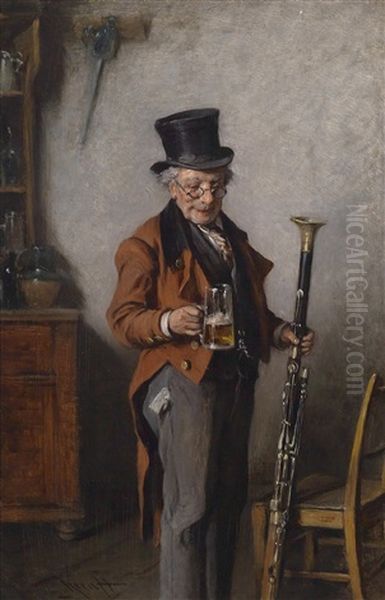 Konzertpause Oil Painting by Hermann Kern