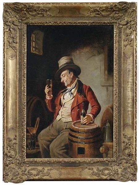 Weintrinker Im Fasskeller Oil Painting by Hermann Kern