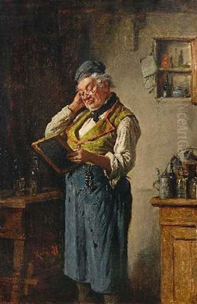 Passiven: Ein Wirt Grubelt Uber Der Schuldentafel Oil Painting by Hermann Kern