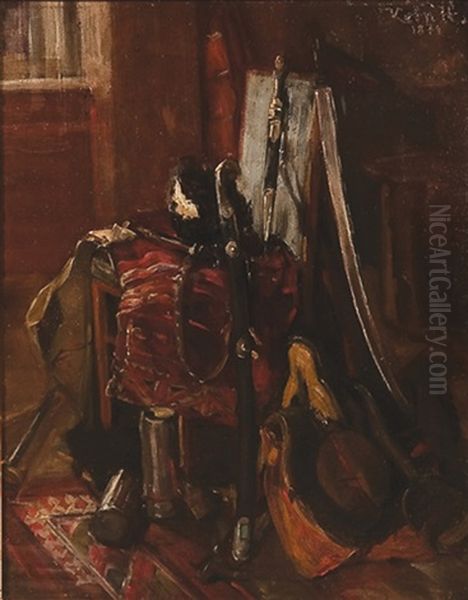 A Still Life Of Russian/cossack Military Regalia Oil Painting by Hermann Kern