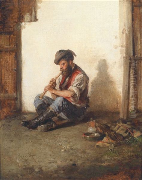 Der Musikant Oil Painting by Hermann Kern