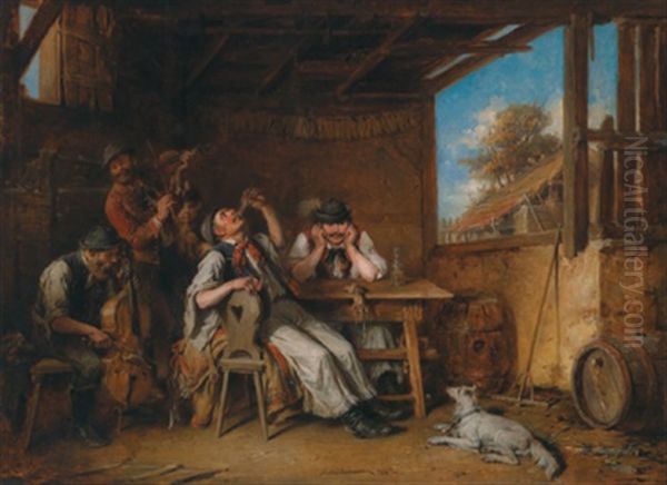 Musikalische Unterhaltung Oil Painting by Hermann Kern