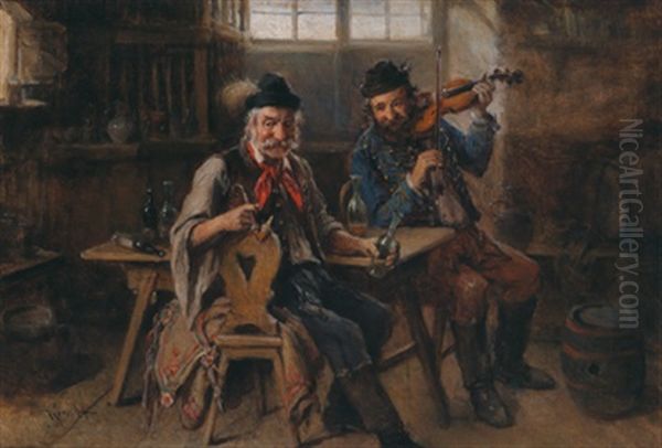 Wein Und Musik Oil Painting by Hermann Kern