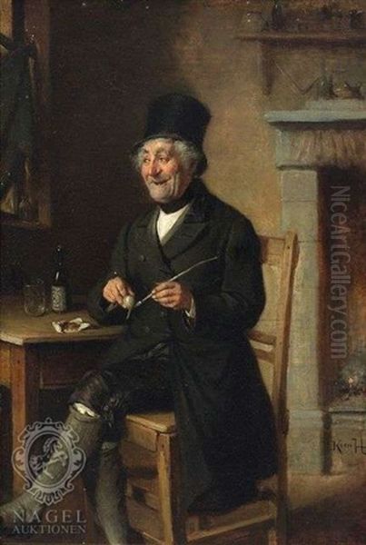 Sein Lieblingslied Oil Painting by Hermann Kern