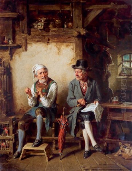 Die Neuesten Nachrichten Oil Painting by Hermann Kern