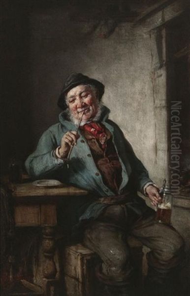 Der Versonnene Biertrinker Oil Painting by Hermann Kern