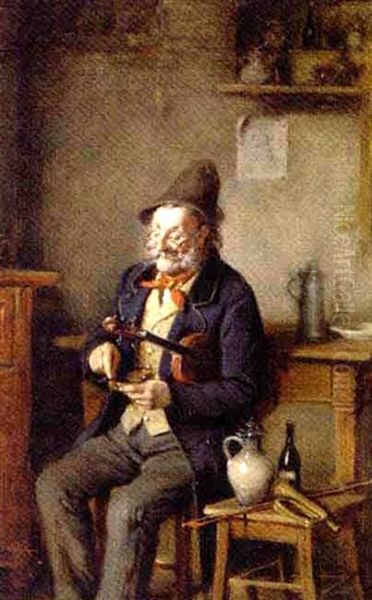 Musical Refreshments (+ Another Similar; Pair) Oil Painting by Hermann Kern