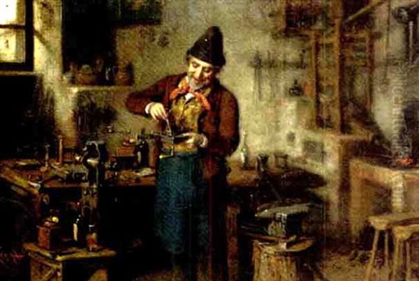 In The Workshop Oil Painting by Hermann Kern