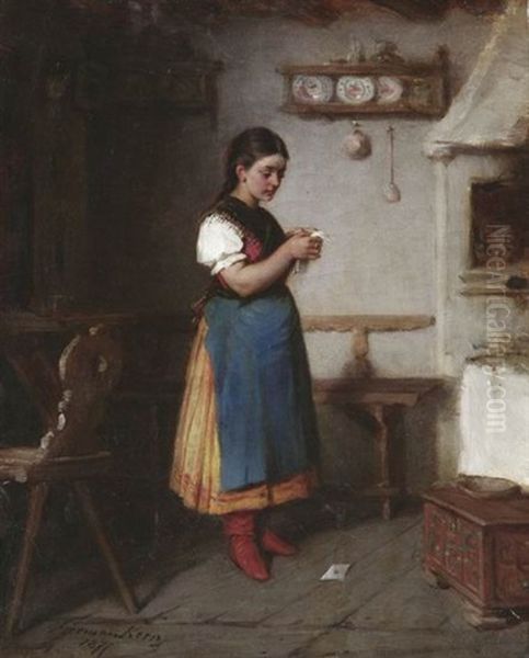 Der Liebesgrus Oil Painting by Hermann Kern