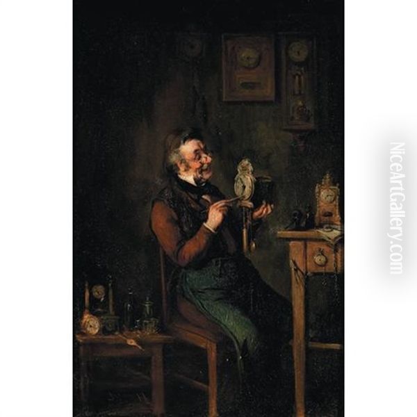 The Clockmaker Oil Painting by Hermann Kern