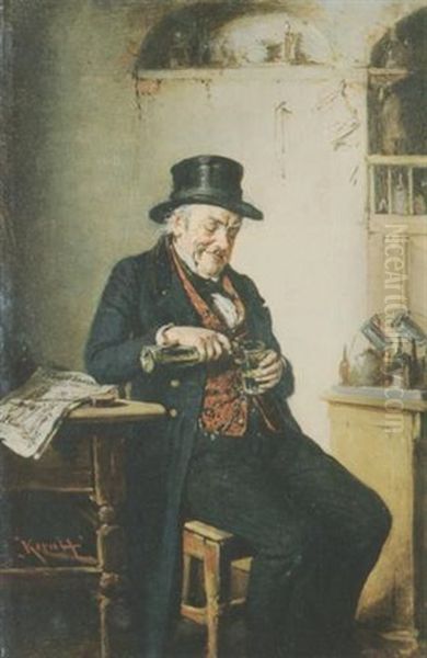 Des Junggesellen Freude Oder Das Glass Wein Oil Painting by Hermann Kern