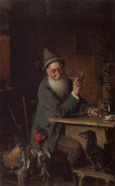 Die Pause Nach Der Jagd Oil Painting by Hermann Kern