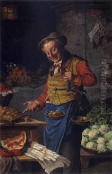 Der Gemusehandler Oil Painting by Hermann Kern