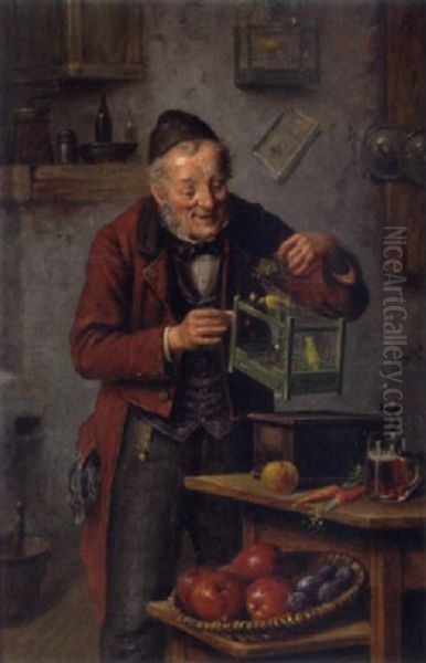 Der Vogelliebhaber Oil Painting by Hermann Kern