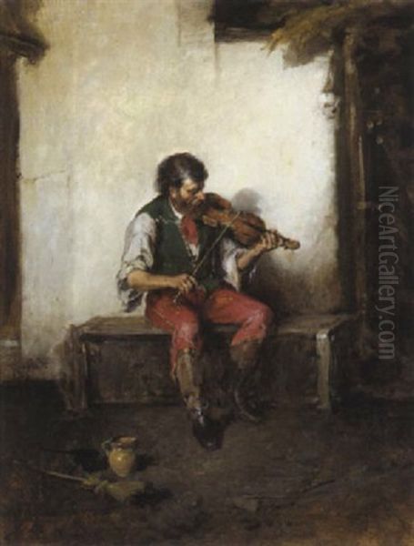 Der Musikant Oil Painting by Hermann Kern