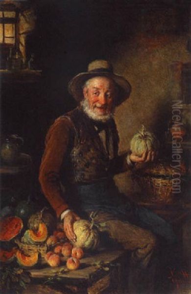 Mann Mit Kurbissen Oil Painting by Hermann Kern