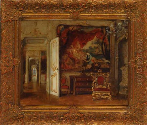 Interieur Aus Dem Esterhazyschloss In Eisenstadt Mit Dem Maria-theresien-sessel Oil Painting by Hermann Kern