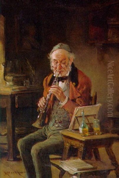 Der Klarinettist Oil Painting by Hermann Kern